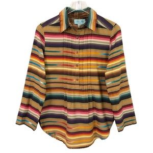 Tasha Polizzi | Stripe Long Sleeve Southwestern Boho Shirt Small Multicolor